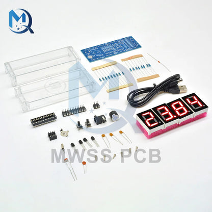 DIY KIT Electronic Clock LED Microcontroller Kit Digital Clock Time Light Control Temperature Thermometer Red/Blue/Green/White