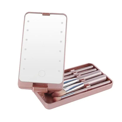 Makeup Mirror With Light With LED Travel Make Up Accessories Light Up Mirror Foldable Compact Mirror For Teeth Brushing Make Up