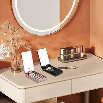 Makeup Mirror With Light With LED Travel Make Up Accessories Light Up Mirror Foldable Compact Mirror For Teeth Brushing Make Up