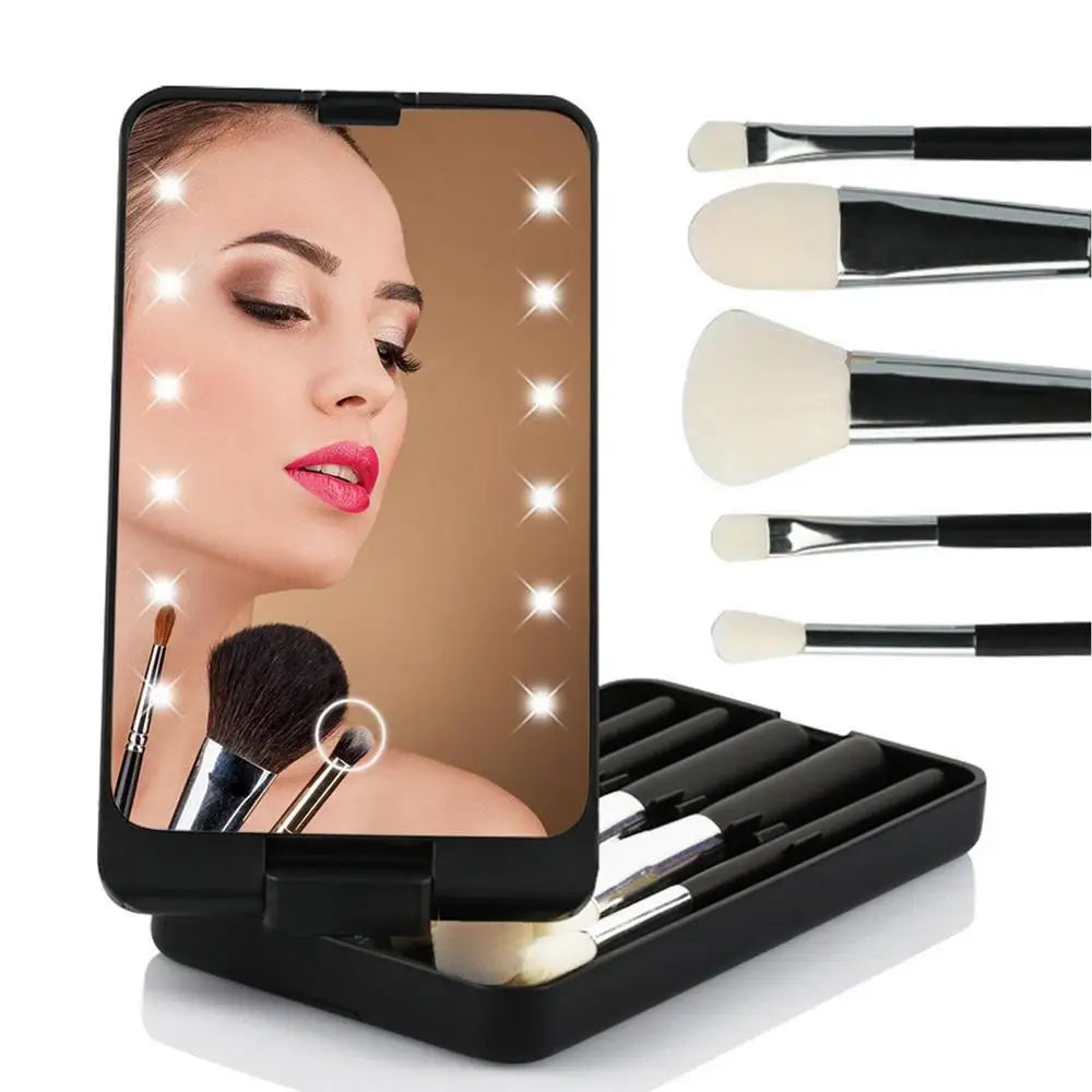 Makeup Mirror With Light With LED Travel Make Up Accessories Light Up Mirror Foldable Compact Mirror For Teeth Brushing Make Up