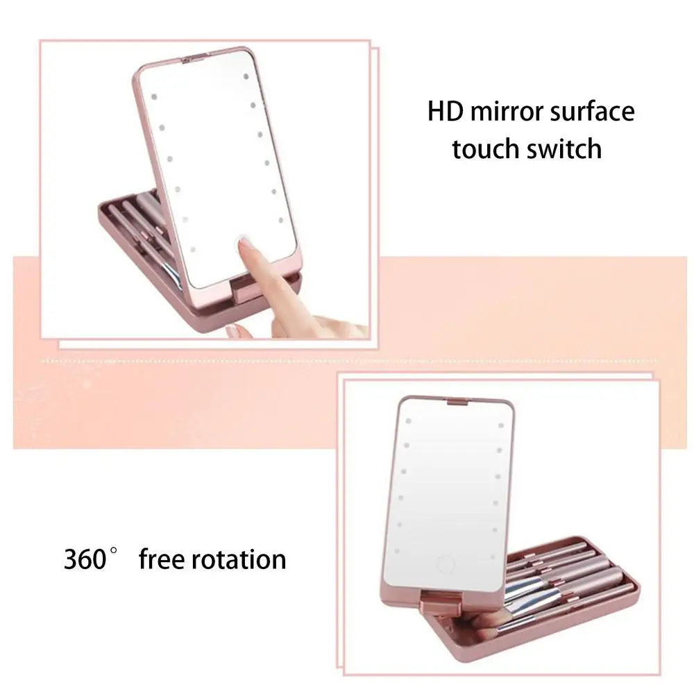 Makeup Mirror With Light With LED Travel Make Up Accessories Light Up Mirror Foldable Compact Mirror For Teeth Brushing Make Up