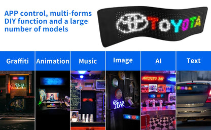 Programmable LED Scrolling Sign for Car,Flexible USB 5V LED Store Sign Bluetooth App Control Matrix Message Board Flexible Panel