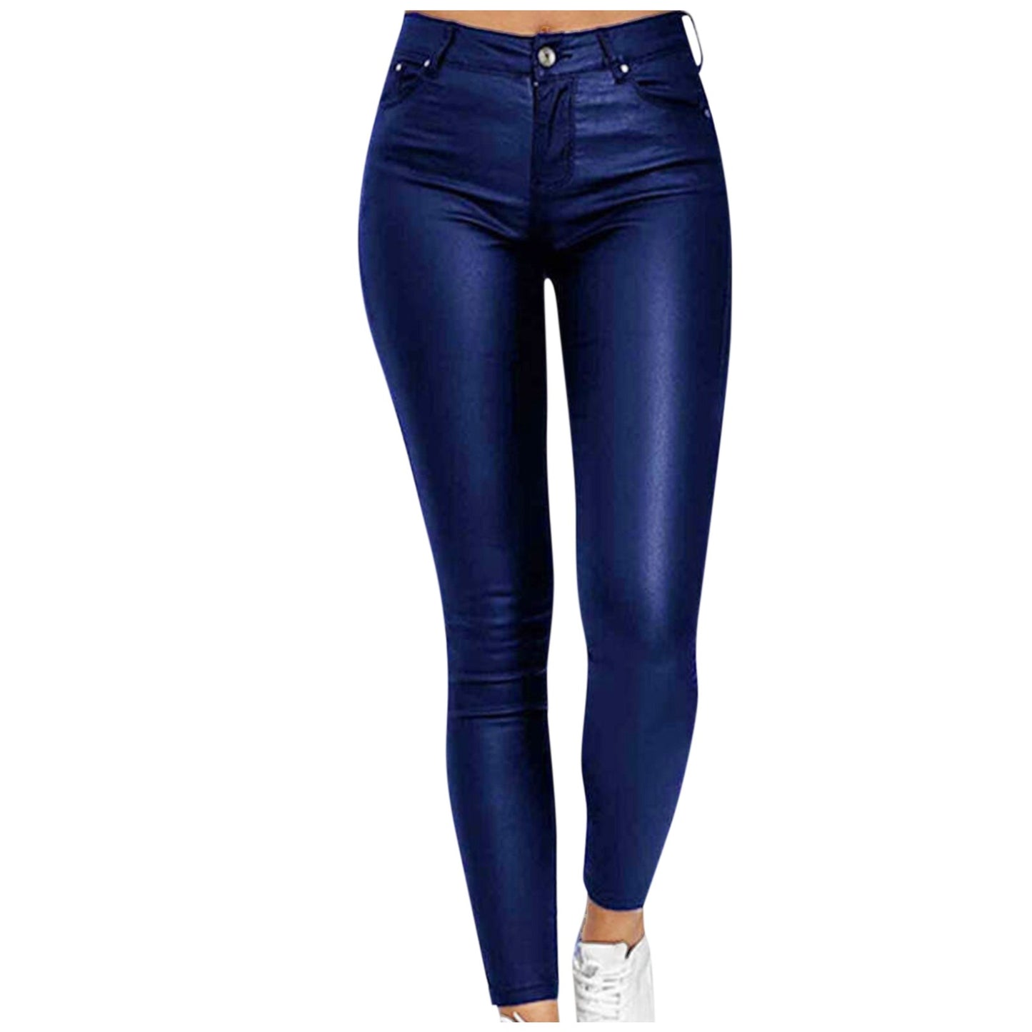 PU Leather Skinny Pants for Women Slim Fit Leggings Pants Solid Casual Sexy Stretch Bodycon Trousers High Waist Pencil Pants