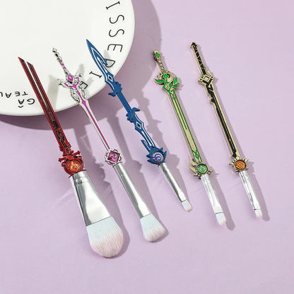 5Pcs Genshin Impact Make Up Brush Set Sword Shape Foundation Concealer Brush Eye Shadow Brush Cosmetic Beauty Tools