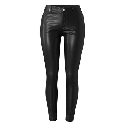 PU Leather Skinny Pants for Women Slim Fit Leggings Pants Solid Casual Sexy Stretch Bodycon Trousers High Waist Pencil Pants