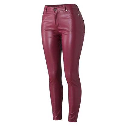 PU Leather Skinny Pants for Women Slim Fit Leggings Pants Solid Casual Sexy Stretch Bodycon Trousers High Waist Pencil Pants